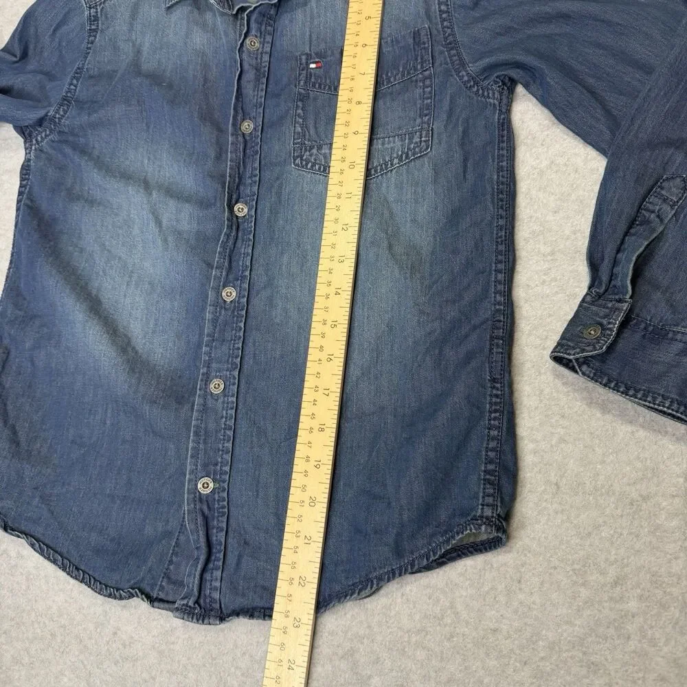 Tommy Hilfiger Boys M 12-14 Denim Button Up‎ Shirt Medium Blue Chambray